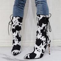 Milk pattern fashion super high heel women's short boots S-518 - Thumbnail 3