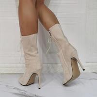 Pointed toe lace-up fashion super high heel women's short boots S-534 - Thumbnail 3