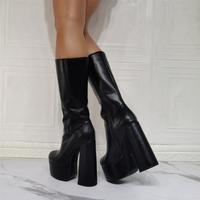 Extra thick heel fashion super high heel women's short boots S-536 - Thumbnail 1