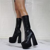 Extra thick heel fashion super high heel women's short boots S-536 - Thumbnail 3