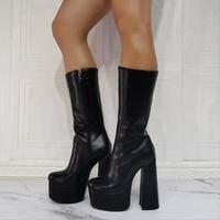 Extra thick heel fashion super high heel women's short boots S-536 - Thumbnail 2
