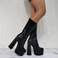 Extra thick heel fashion super high heel women's short boots S-536 - Thumbnail 5