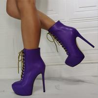 Purple lace-up fashion super high heel women's short boots S-537 - Thumbnail 2