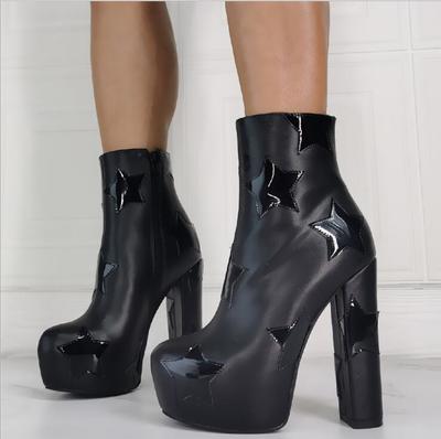 Star thick heel fashion super high heel women's short boots S-538
