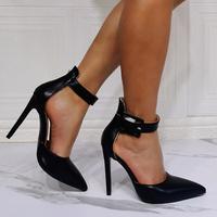 Black ultra-fine high-heeled women's single shoes S-542 - Thumbnail 2