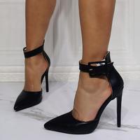 Black ultra-fine high-heeled women's single shoes S-542 - Thumbnail 1