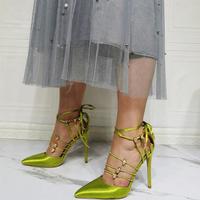 Skull satin satin high-heel pointed toe women's single shoes S-552 - Thumbnail 1