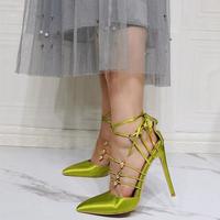 Skull satin satin high-heel pointed toe women's single shoes S-552 - Thumbnail 3