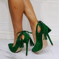 Fringed stiletto sexy pointed-toe women's singles shoes S-553 - Thumbnail 3