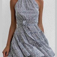 Printed Round Neck Casual Dress - Thumbnail 2