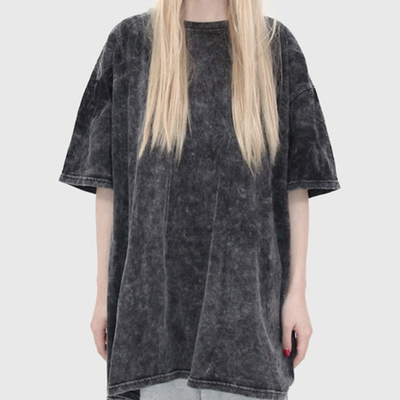 Free shipping-unisex acid wash carbon tee - Thumbnail 4