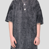 Free Shipping-UNISEX ACID WASH CARBON TEE - Thumbnail 1