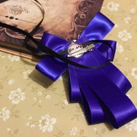 HANDMADE BLACK RIBBON SMART MEN WEDDING CLIP BROOCH RHINESTONE NECKTIE BOW TIE - Thumbnail 2