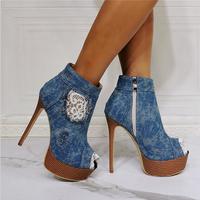 Denim high heel sandals S-558 - Thumbnail 1