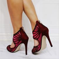 Sexy cross strap rhinestone cutout high heel sandals S-559 - Thumbnail 3