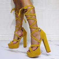 Sexy platform chunky heel strap high heel sandals S-562 - Thumbnail 1