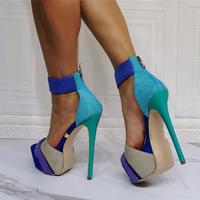 Light blue platform high heel sandals S-566 - Thumbnail 5