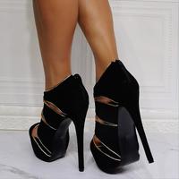 Black platform high heel sandals S-567 - Thumbnail 5