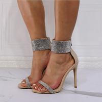 Sexy stiletto high-heeled sandals with rhinestones S-580 - Thumbnail 3