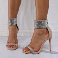 Sexy stiletto high-heeled sandals with rhinestones S-580 - Thumbnail 2