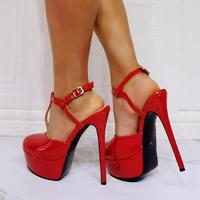 Red high heel sandals S-581 - Thumbnail 2