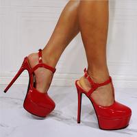 Red high heel sandals S-581 - Thumbnail 5