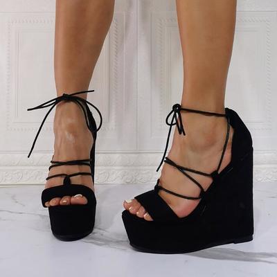 Sexy color matching wedge high heel sandals s-593