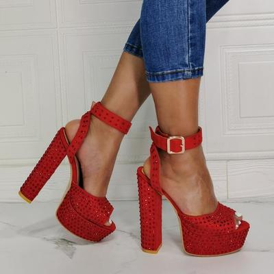 Sexy platform thick heel rivets high-heeled sandals s-596