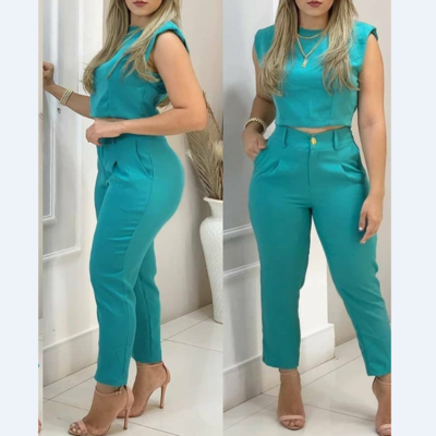 Women Blue Casual Two-Piece Suit