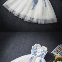 Cute white lace short prom dress, bridesmaid dress - Thumbnail 2