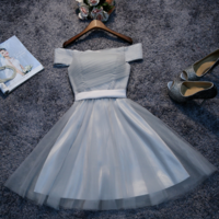 Cute gray tulle short prom dress, homecoming dress - Thumbnail 1