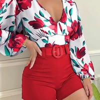 Temperament Slim Long Sleeve Printed Two-Piece Suit - Thumbnail 5