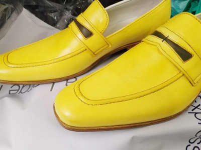 Best Fashion Yellow Moccasin Leather Slips On Loafer Party Wear Shoes