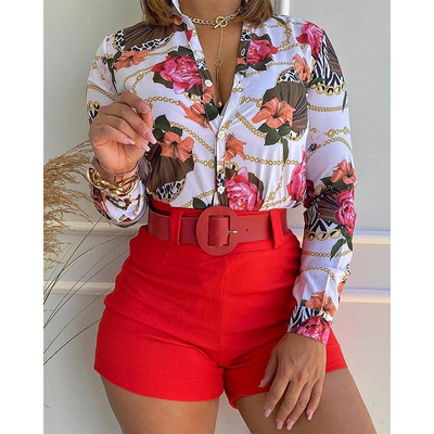 Temperament Long Sleeve Printed Casual Two-piece Set