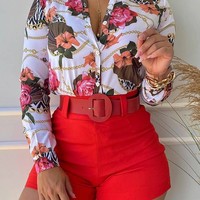 Temperament Long Sleeve Printed Casual Two-piece Set - Thumbnail 3