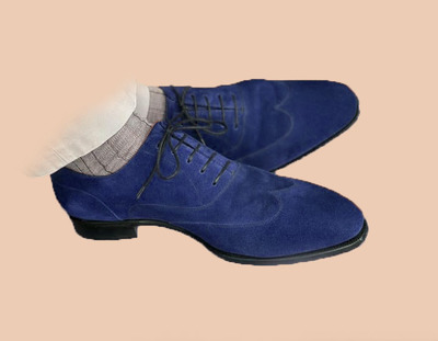 Navy Blue Wingtip Decent Handmade Suede Lace Up Shoes