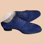 Navy Blue Wingtip Decent Handmade Suede Lace Up Shoes-1