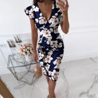 Sweet V-Neck Printed Dress - Thumbnail 1