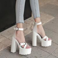 2021 thick heel super high heel platform women sandals S-600 - Thumbnail 1