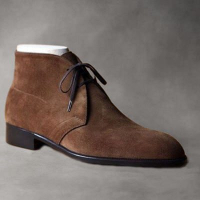 Hot sale brown genuine suede chukka lace up casual wear boot