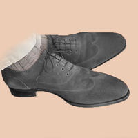 Men's Handmade Grey Suede Wingtip Formal Wear Lace Up Shoes - Thumbnail 1