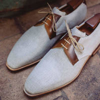 Customize Men Handmade Narrow Toe Wedding Wear Great Tweed Dress Shoes - Thumbnail 1