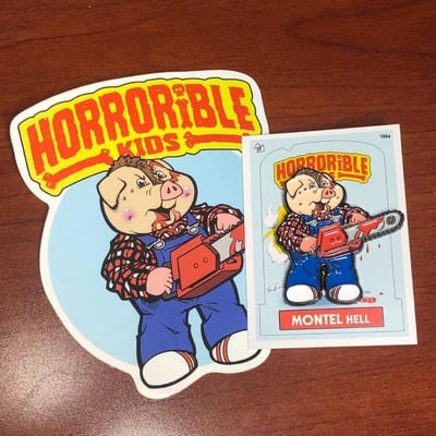 Horrorible kids montel hell - limited edition enamel pin and sticker