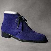 Classic Customize Handmade Navy Blue Chukka Suede Boot - Thumbnail 1