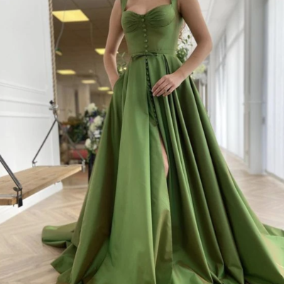 Elegant spaghetti straps long prom dress - Thumbnail 5