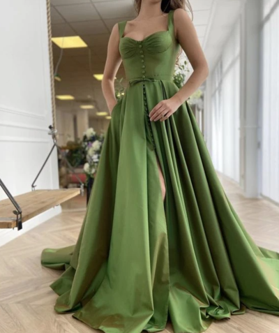 Elegant Spaghetti Straps Long Prom Dress