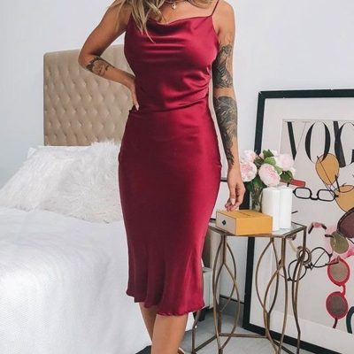 Spaghetti straps tea length short prom dress, homecoming dresses - Thumbnail 5