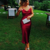 Spaghetti Straps Tea Length Short Prom Dress, Homecoming Dresses - Thumbnail 1