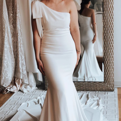Mermaid ivory chiffon sweep train wedding dresses - Thumbnail 4