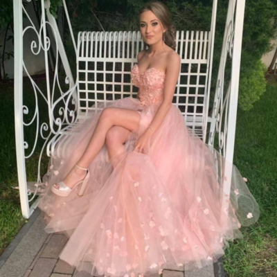 Sweetheart pink evening formal dress,tulle prom dresses - Thumbnail 4